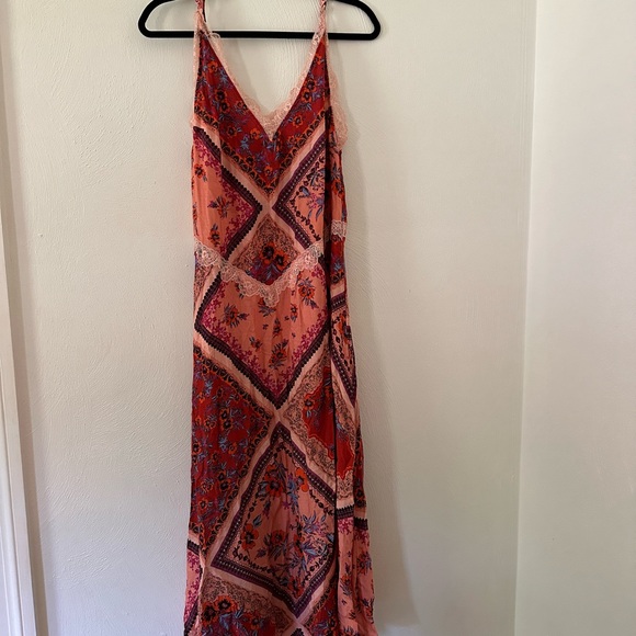 Free People Pink Lace Bandana Print Midi Maxi Dress - Picture 4 of 6